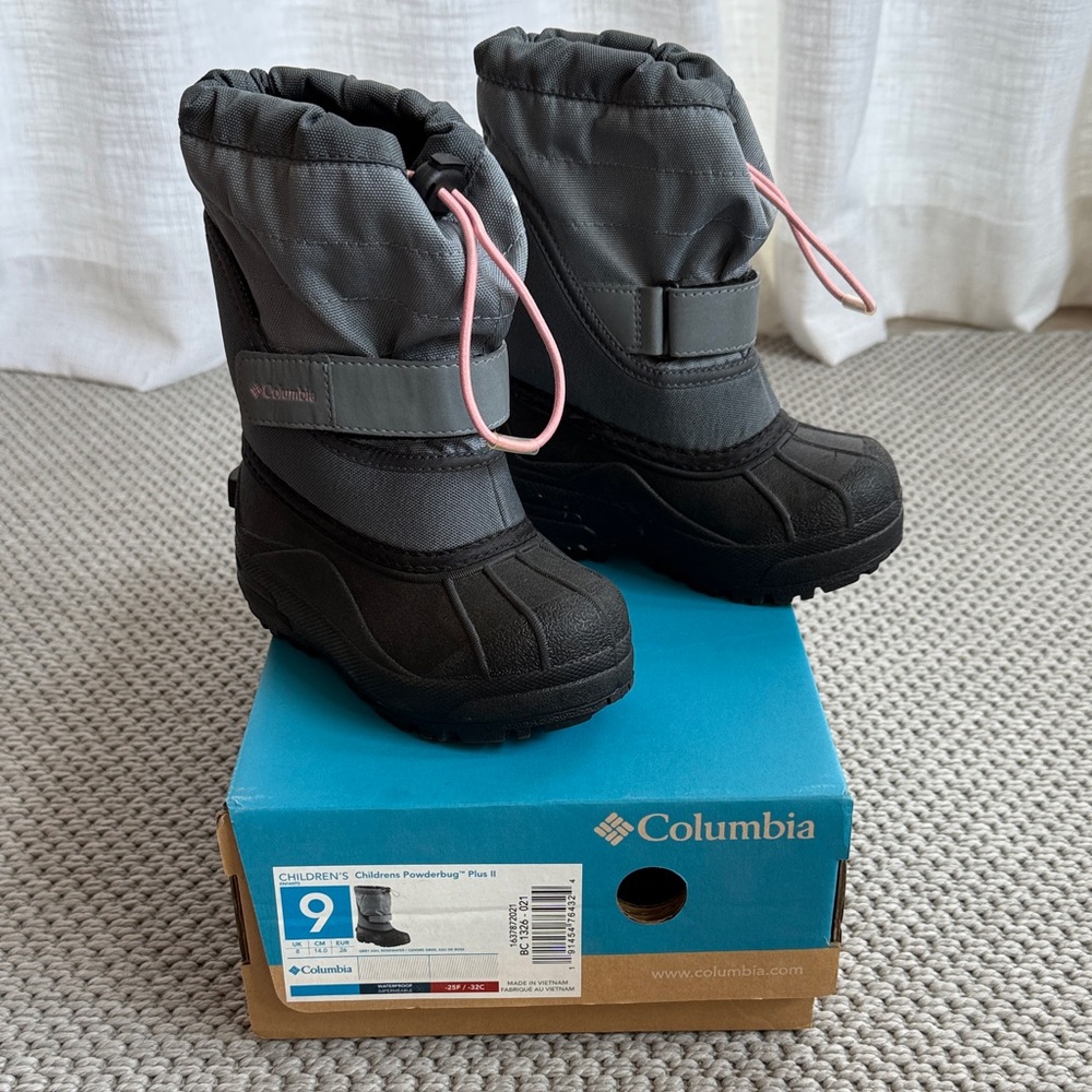 Columbia Kids' Charcoal and Black Snow Boots